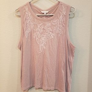 Pink sleeveless gathered top